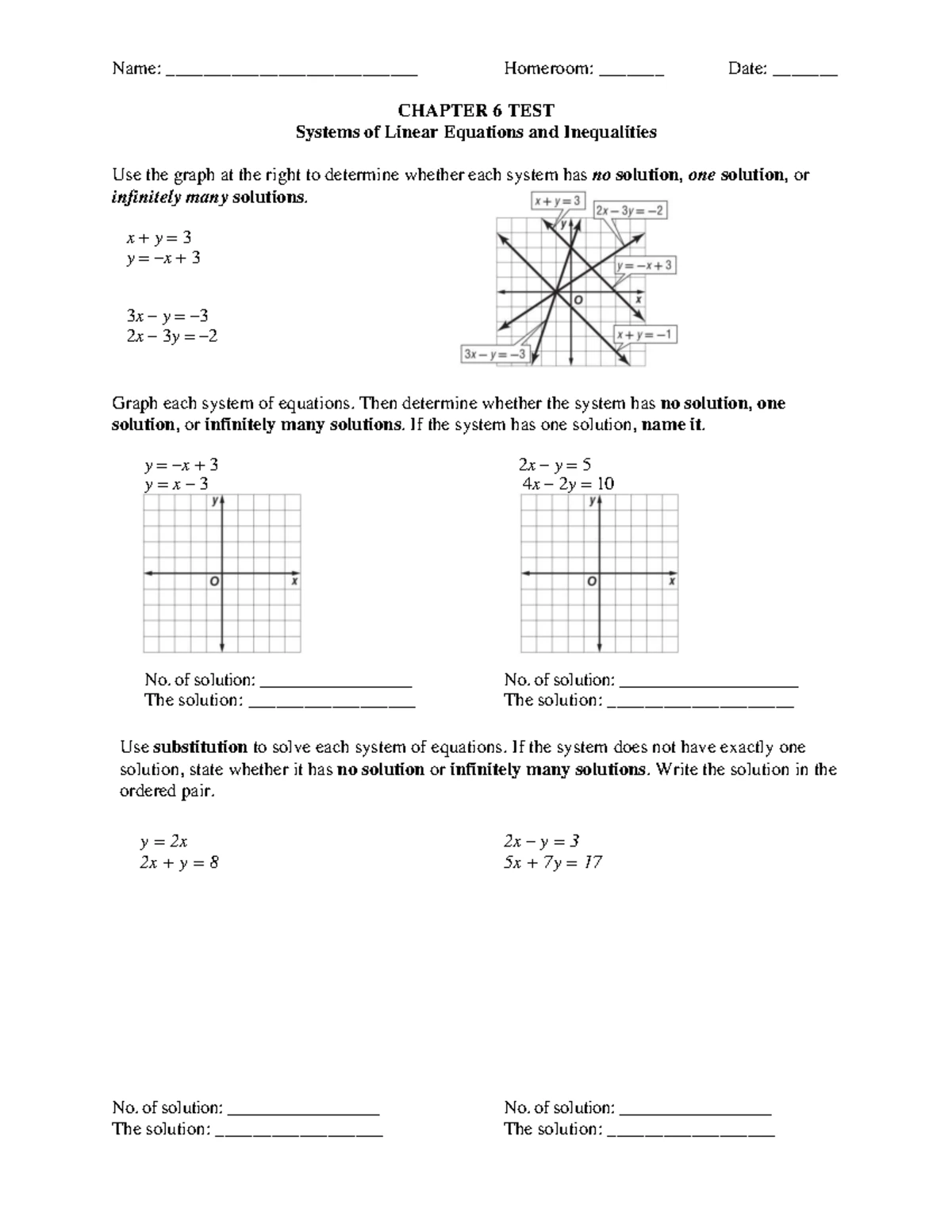Chapter 4 Assessment: Equation and Linear Function Test - Studocu
