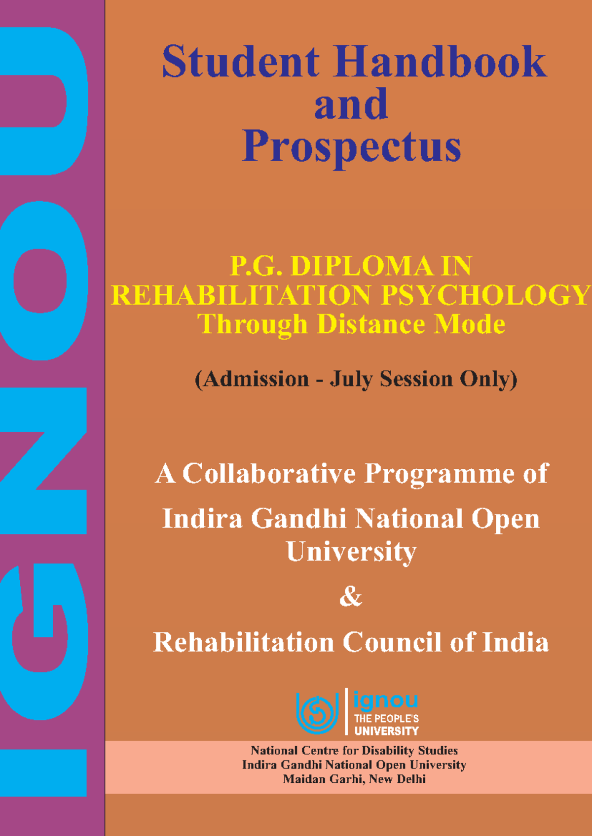 PG Diploma in Rehabilitation Psychology (PGDREPY) - Student Handbook ...