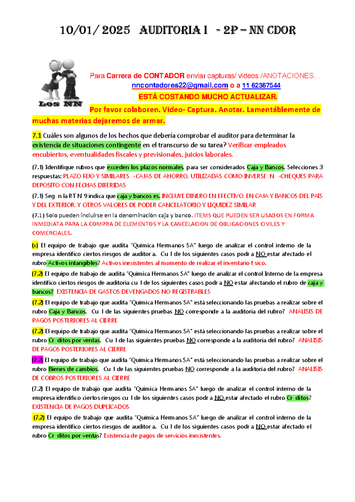 2025 AUDITORIA I 2P NN CDOR: Notas y Preguntas del Parcial - Document Preview