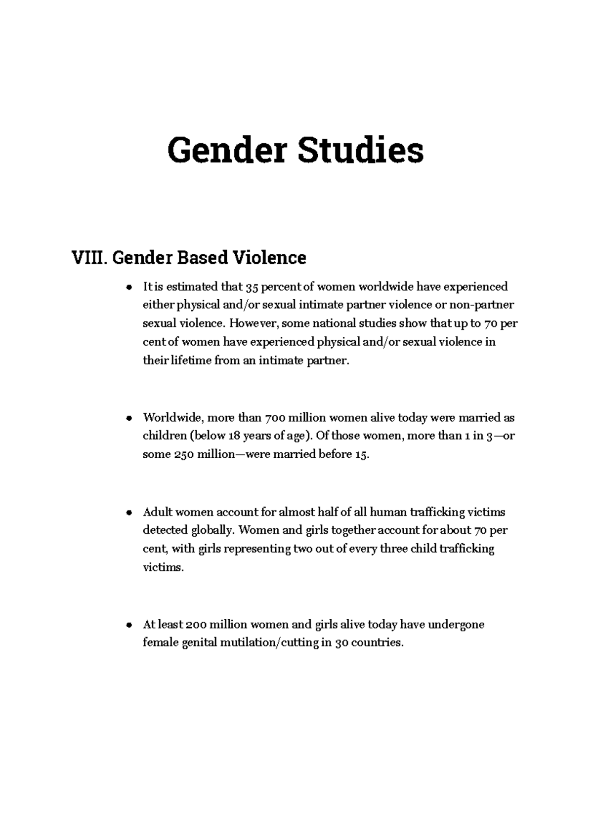 Gender Studies VIII: Addressing Gender-Based Violence and Solutions ...