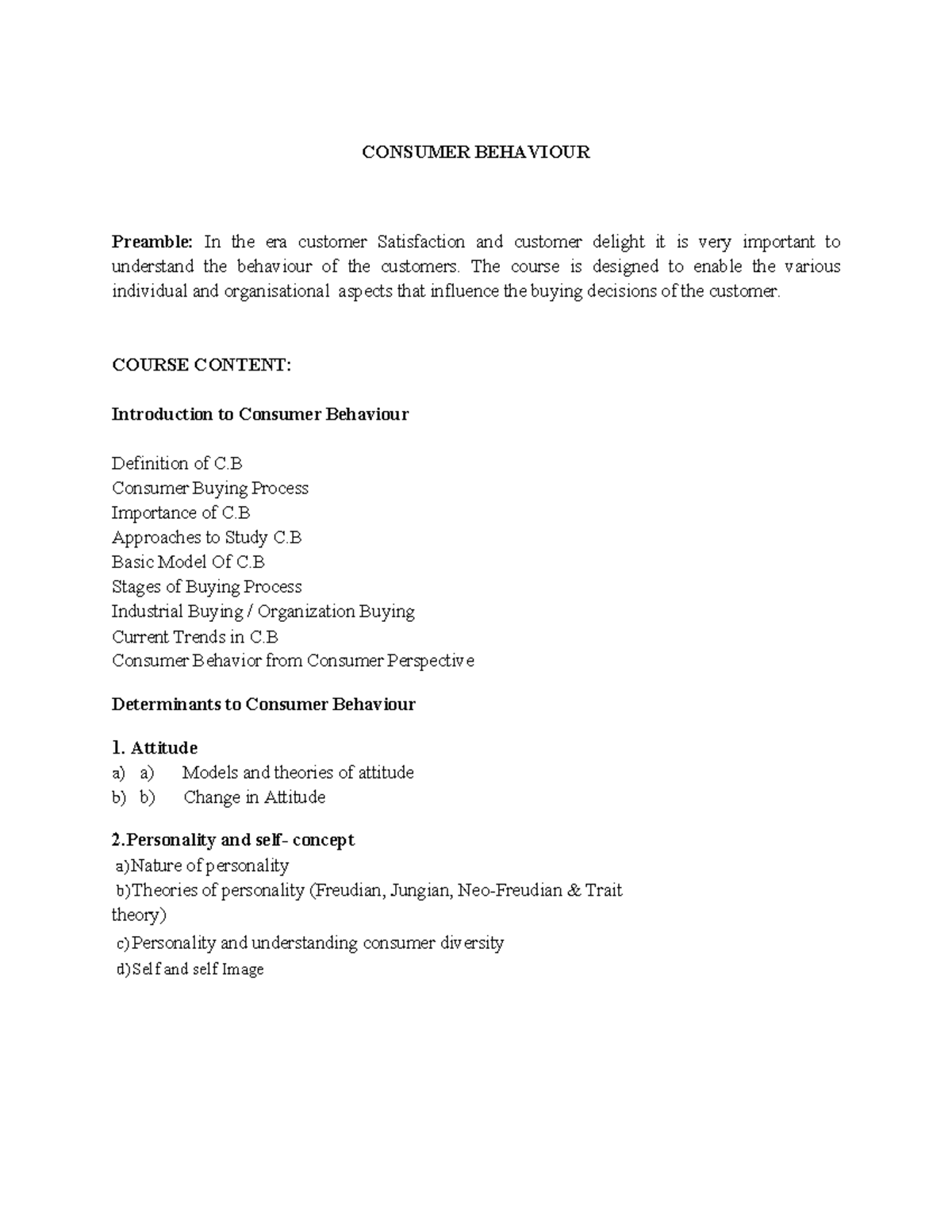 Consumer Behaviour Course Notes (C.B. Final Exam Prep) - Studocu
