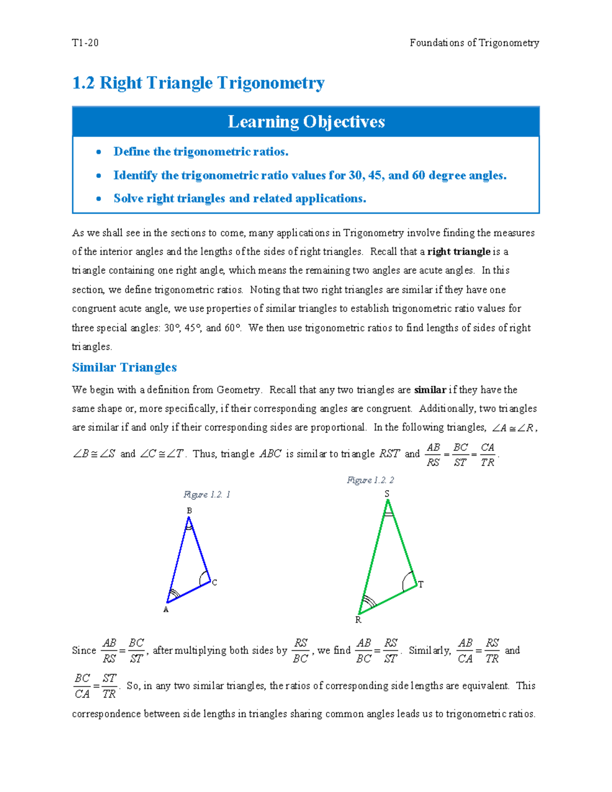 Right Triangle Trigonometric Ratios: Foundations T1-26 - Studocu