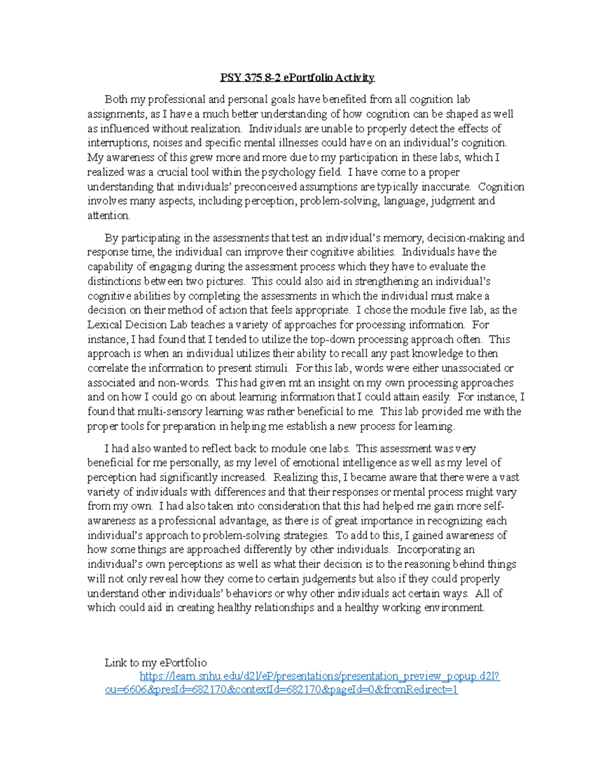 PSY 375 Module One Lab Worksheet: Cognitive Detection Experiments - Studocu