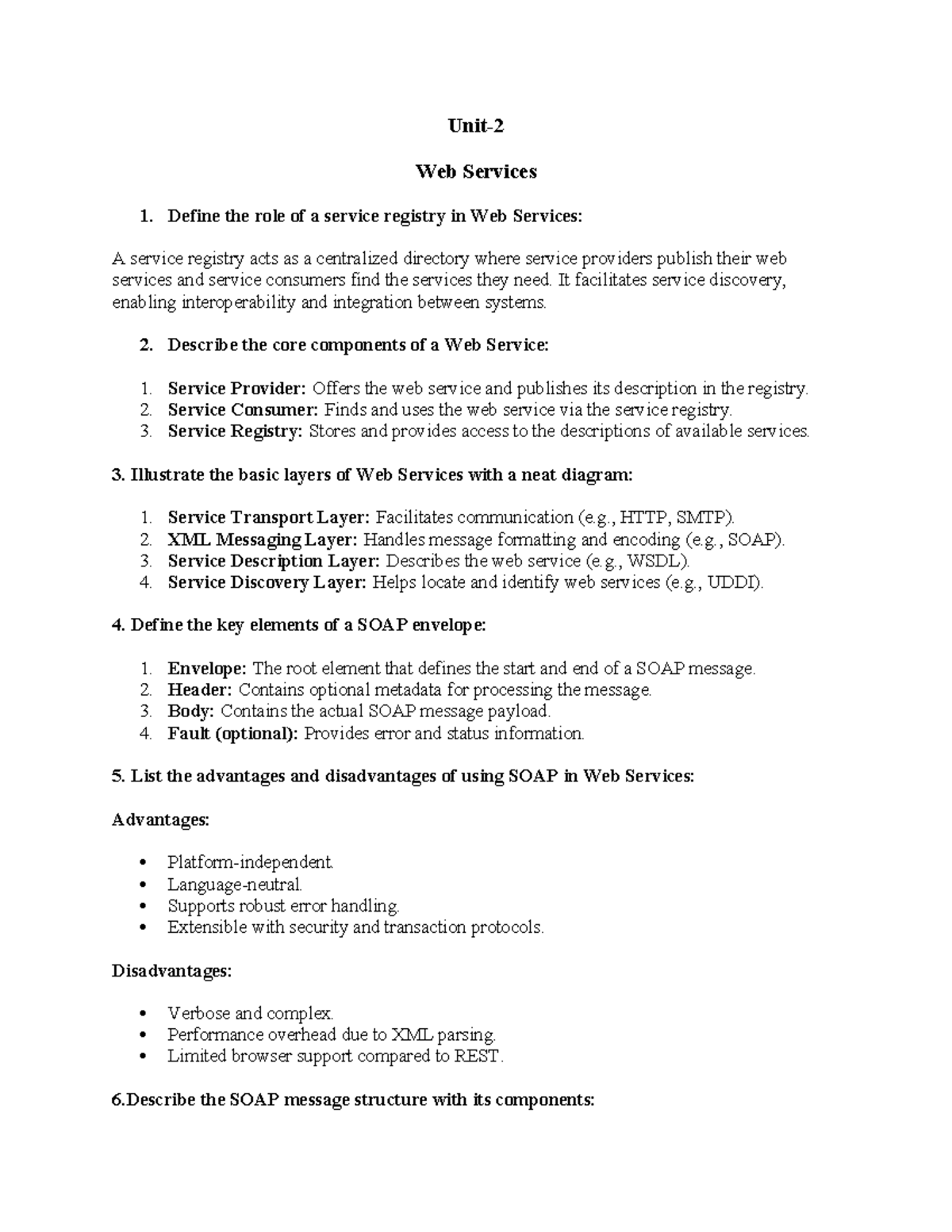 Semantic Web Unit 2 Q&A: Web Services Overview and Key Concepts - Studocu
