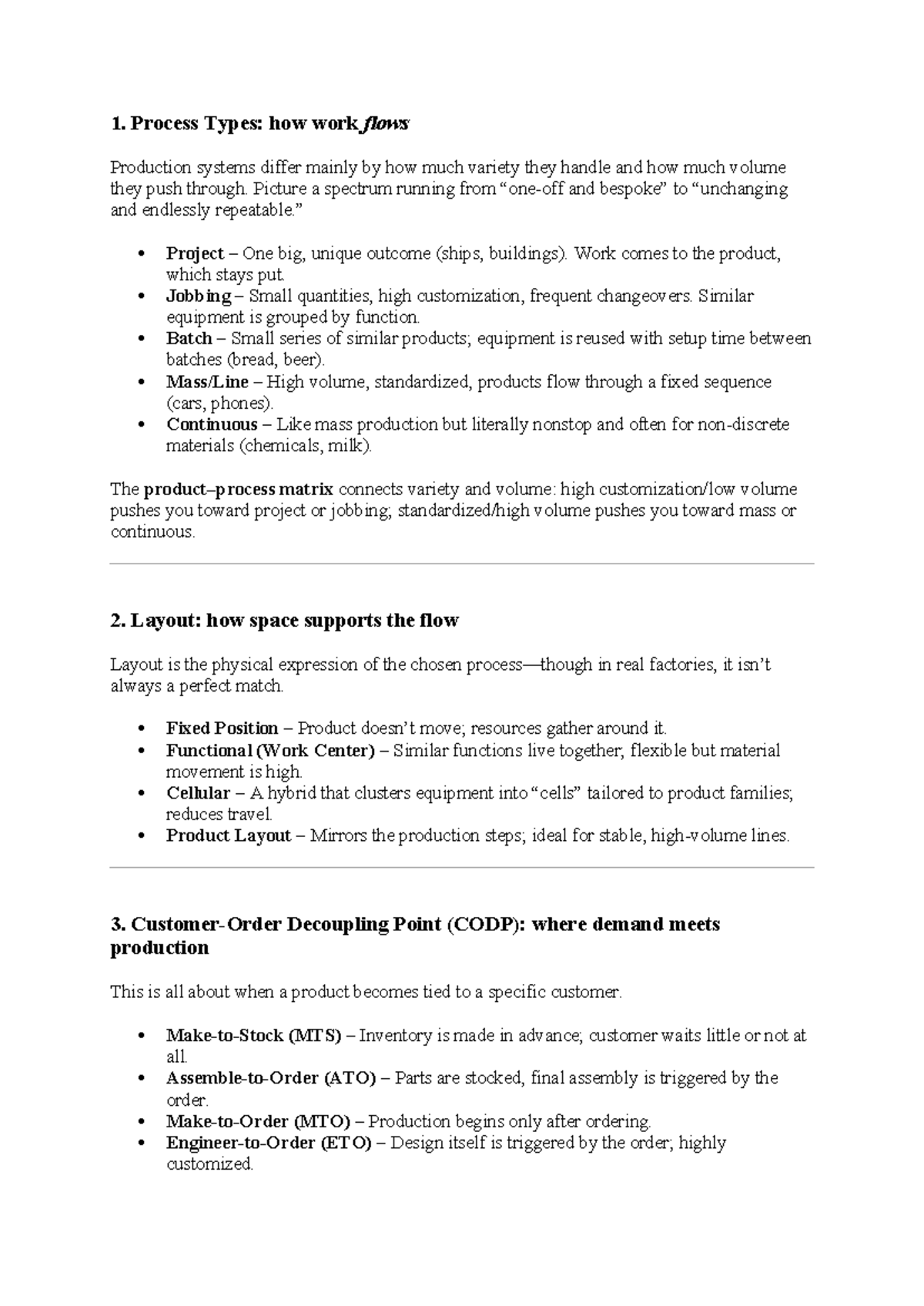 O&LM Lecture 4 Notes: Process Types, Layout, and CODP Explained ...