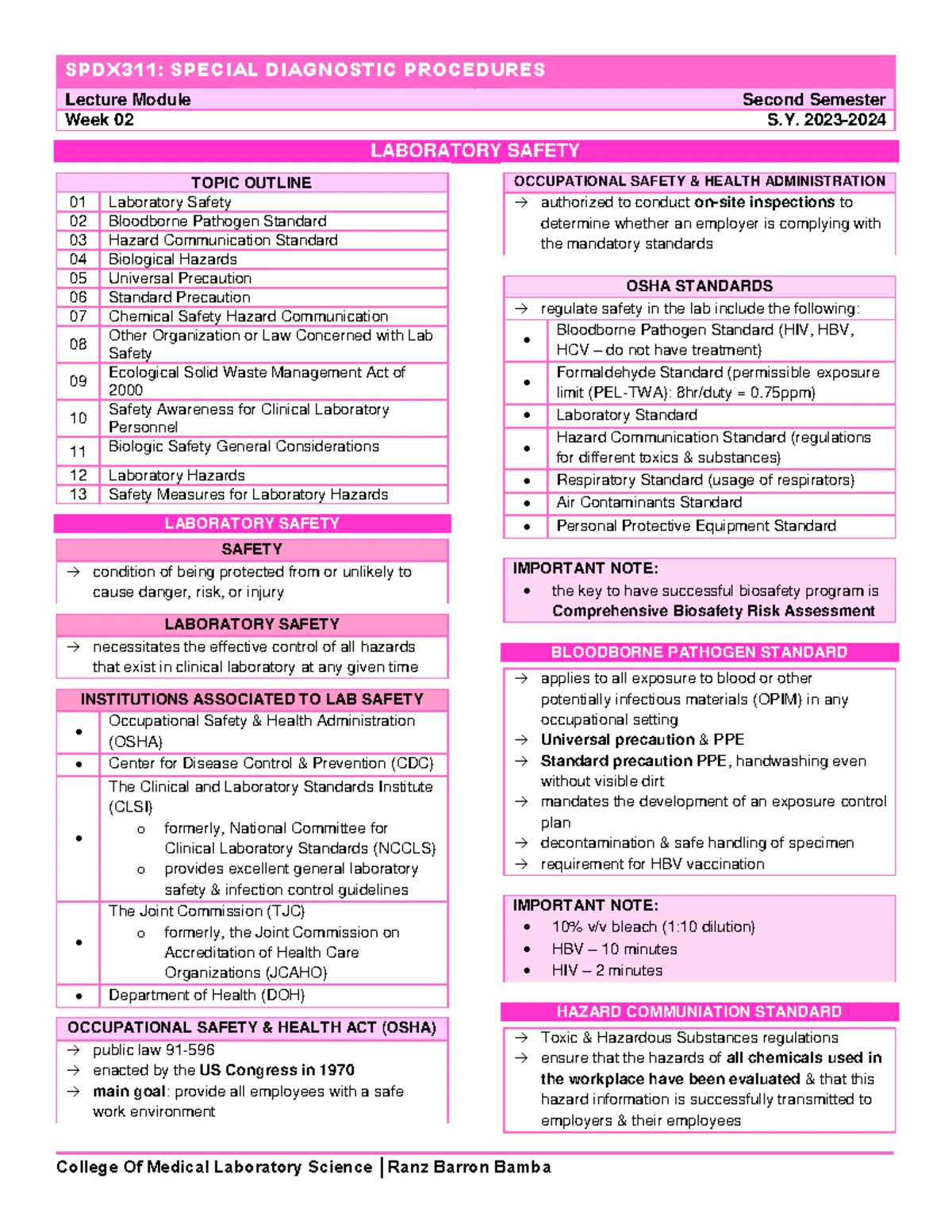 Trans 1 - Laboratory Safety Hazards - Laboratory Safety and Hazards ...