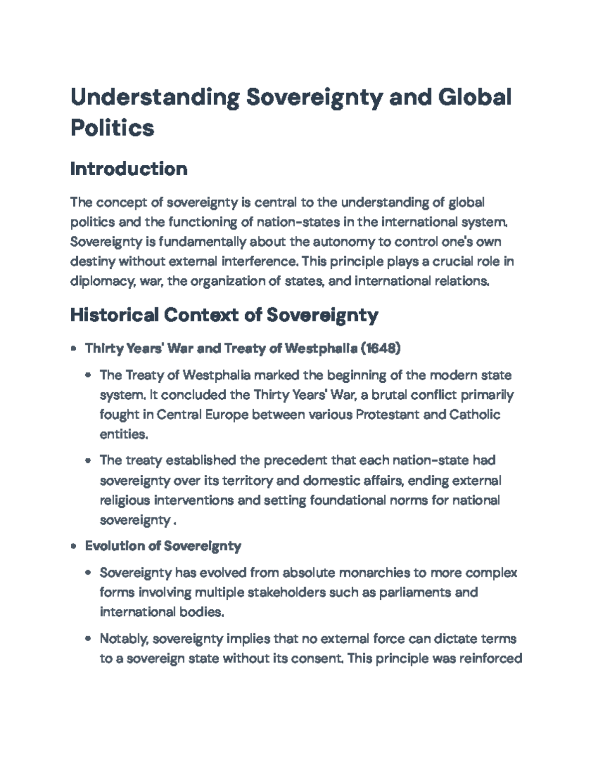 Understanding Sovereignty in Global Politics: Key Concepts & Case ...