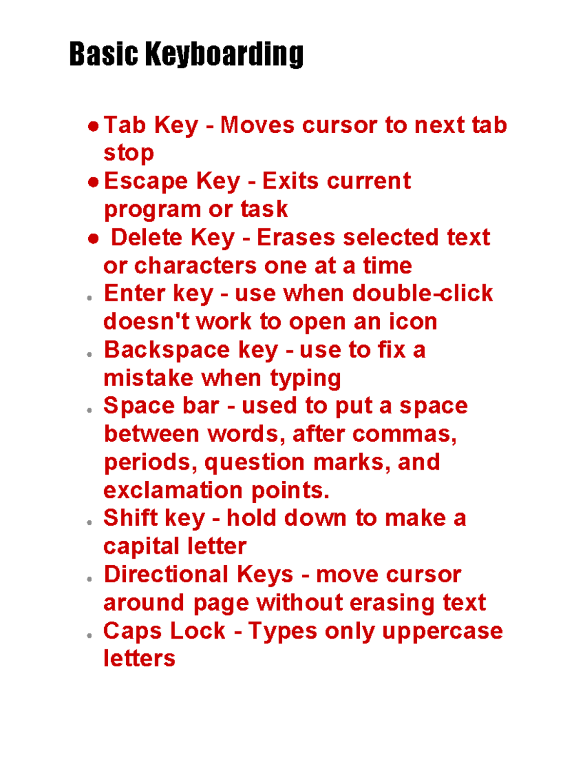 Basic Keyboarding Techniques and Posture Guidelines - Basic Keyboarding ...