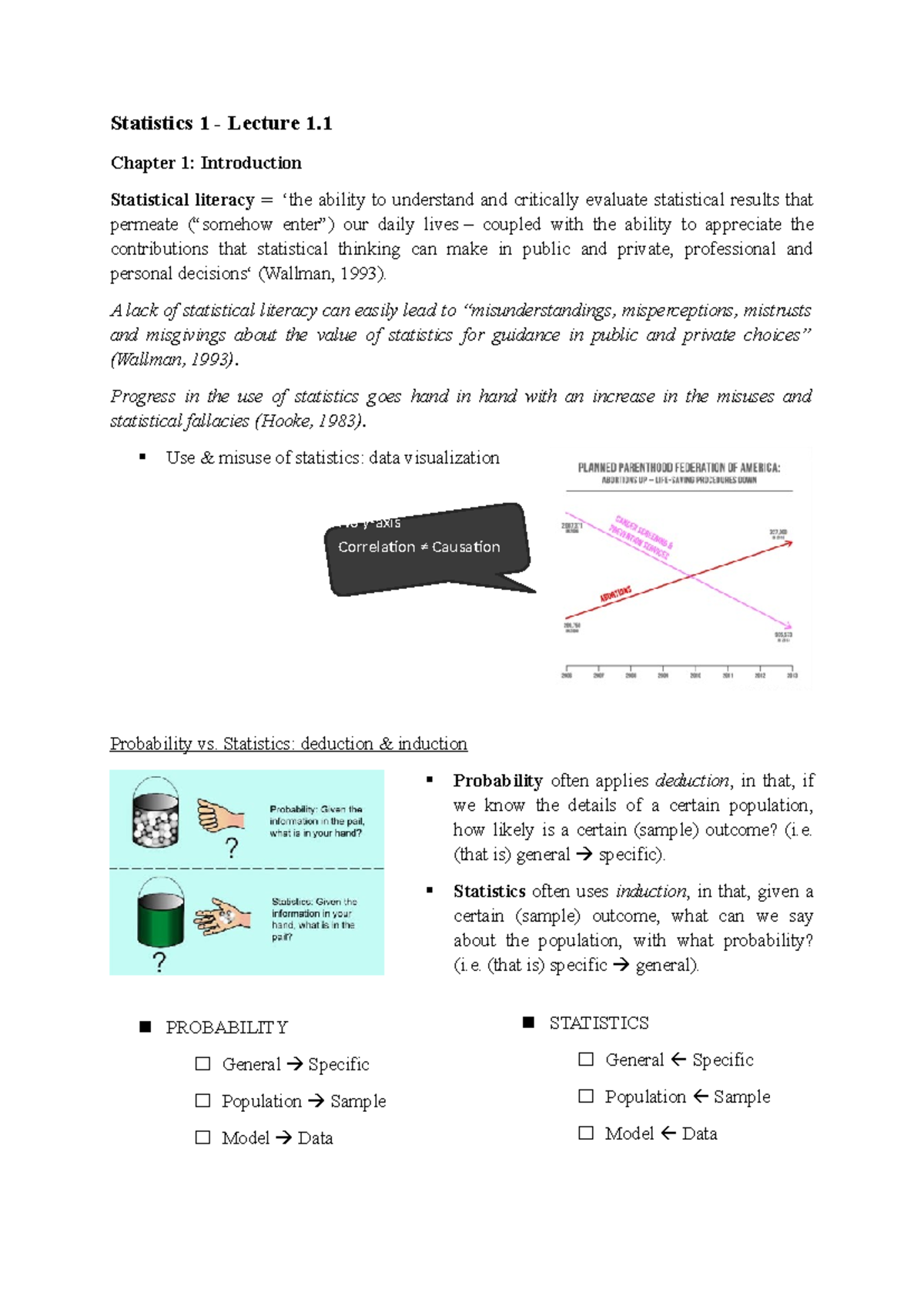 Statistics 1 - Lecture Notes on Sampling & Measurement Concepts ...