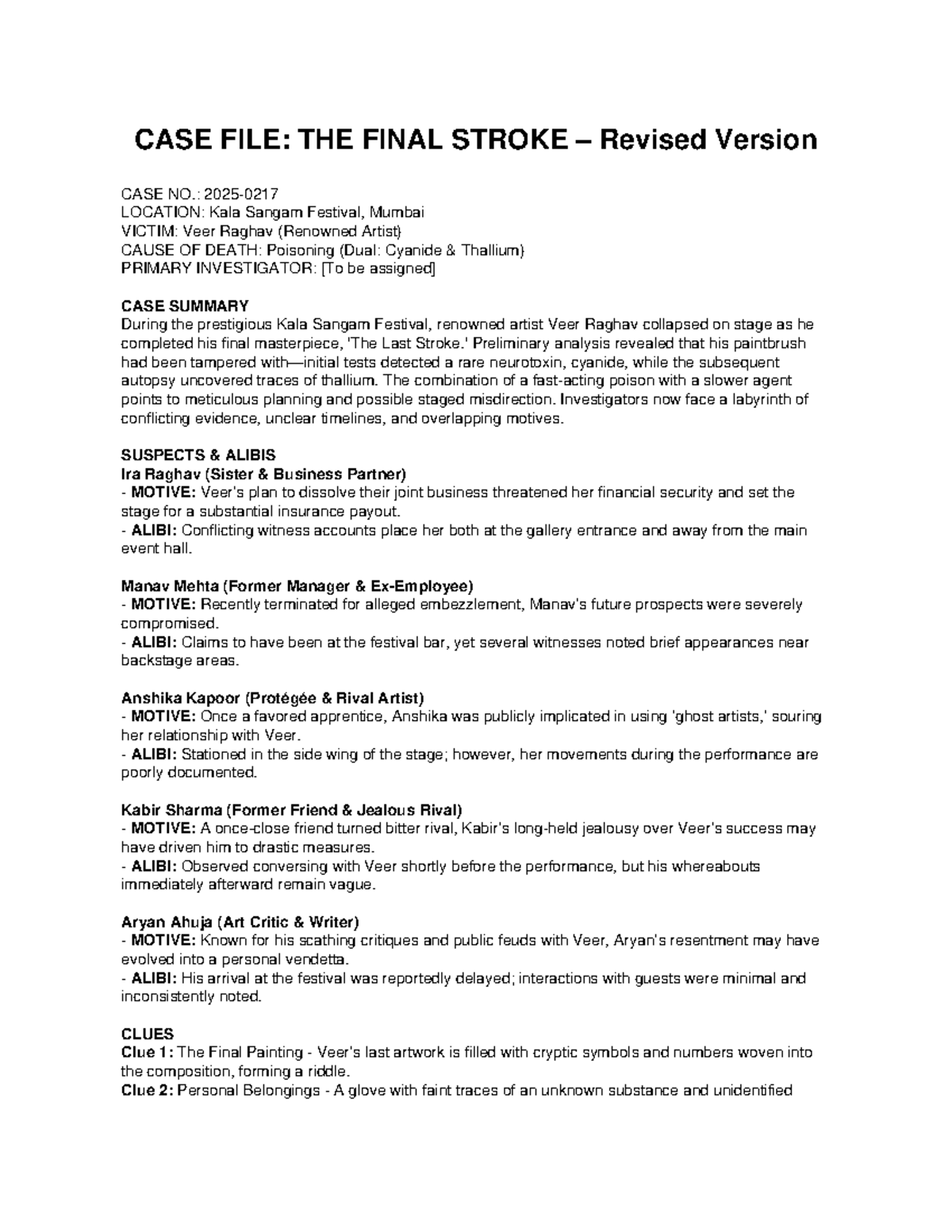 Updated Final Stroke Case File - CASE FILE: THE FINAL STROKE – Revised ...