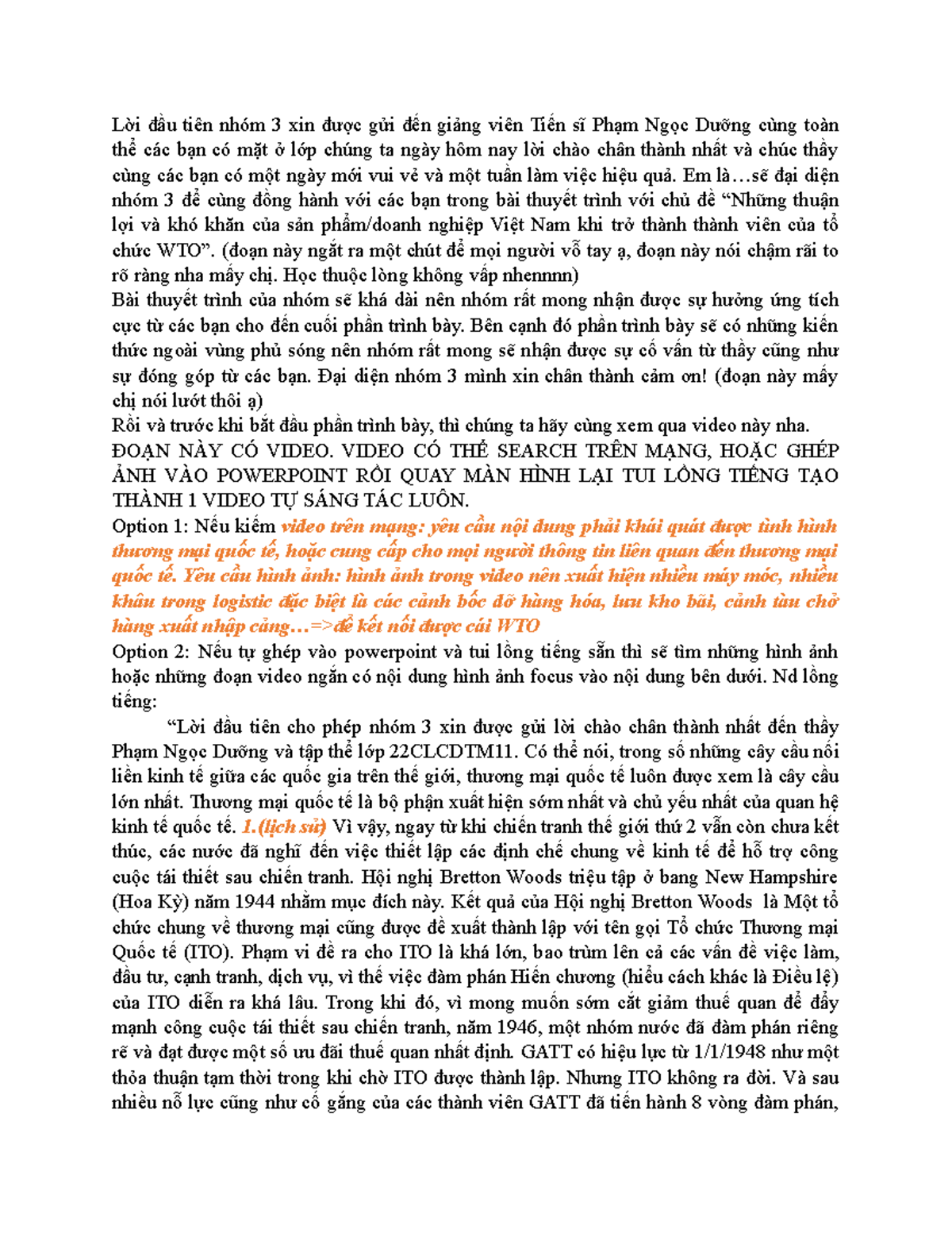 Script TT TMQT WTO - good luck to u - Lời đầu tiên nhóm 3 xin được gửi ...