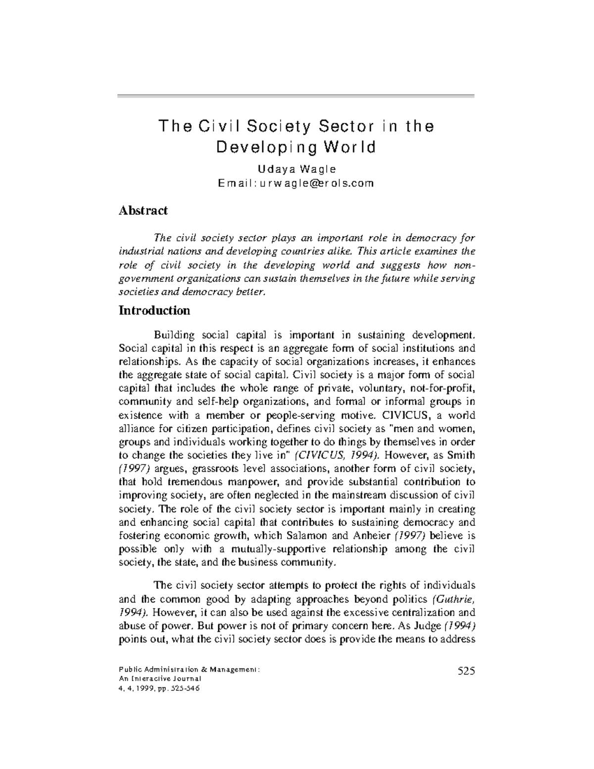 CIV 19692 - The Role of Civil Society in Developing Nations - Studocu