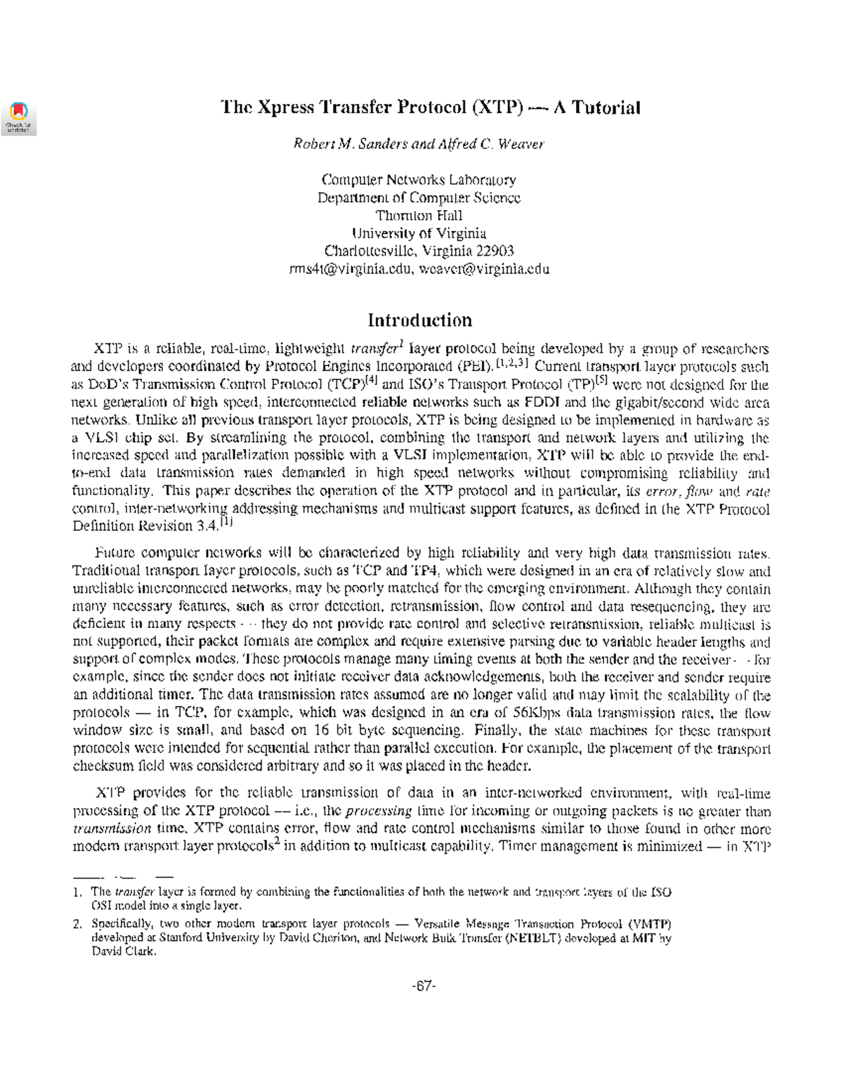 381906 - Xpress Transfer Protocol (XTP) Overview and Features - Studocu