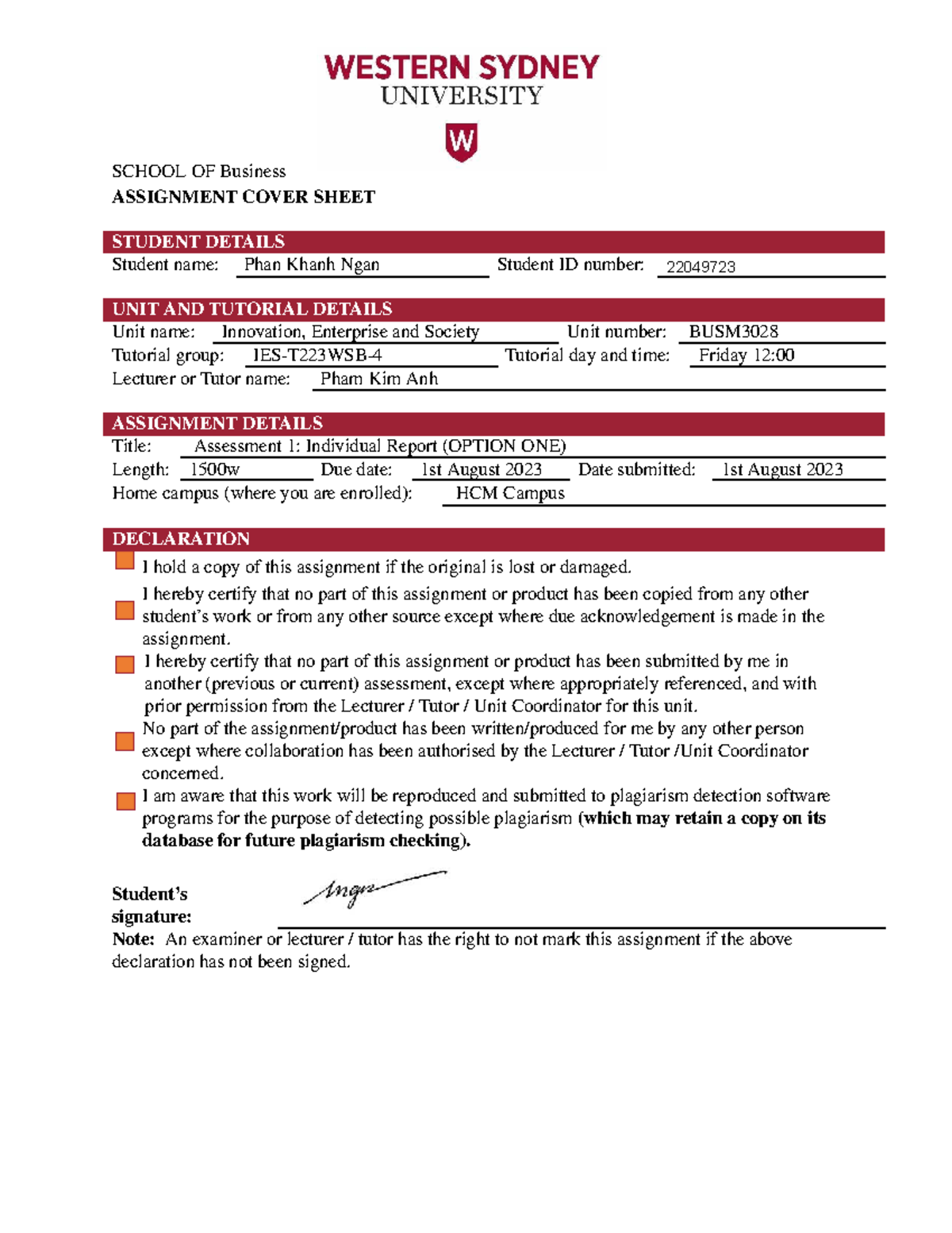BUSM3028 IES Assessment 1: Individual Report on Innovation in Finance ...
