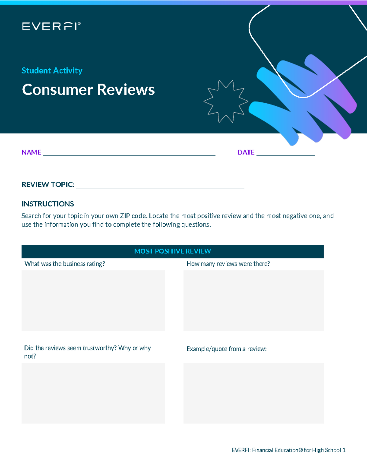 Everfi Financial Literacy Consumer Skills Activity - Reviews Analysis ...