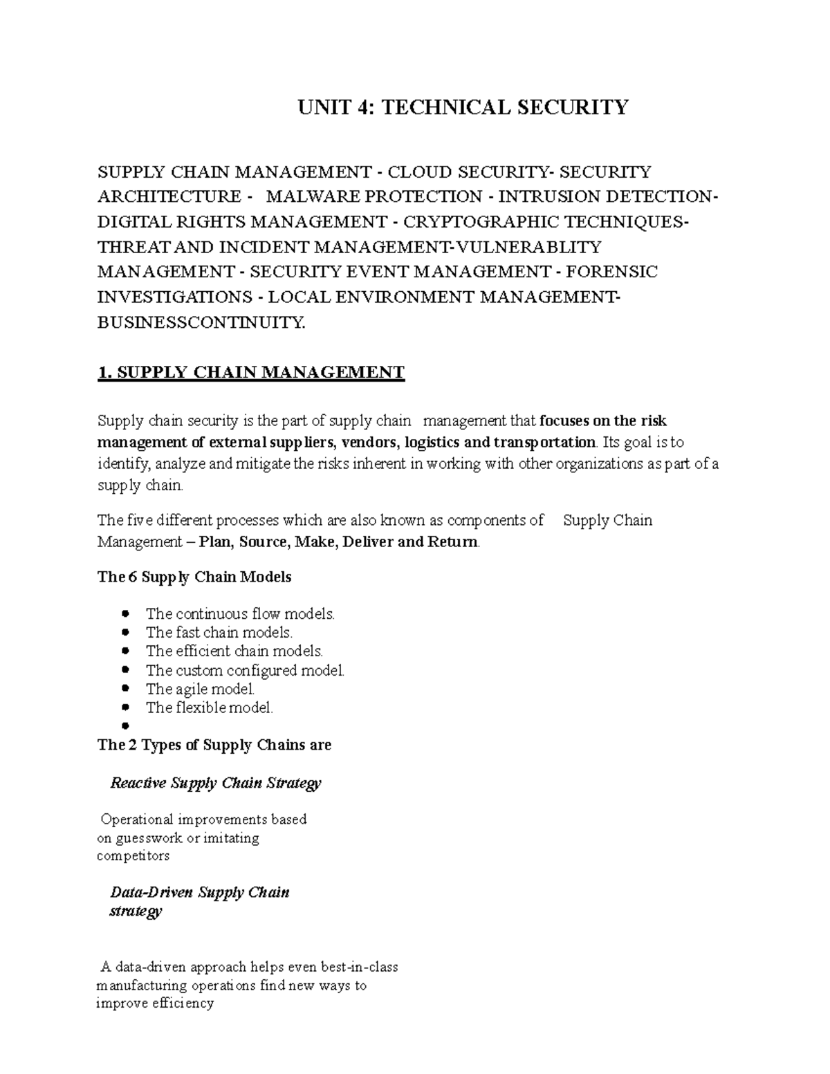 UNIT 4 CS - Cyber Security Notes: Supply Chain & Malware Protection ...