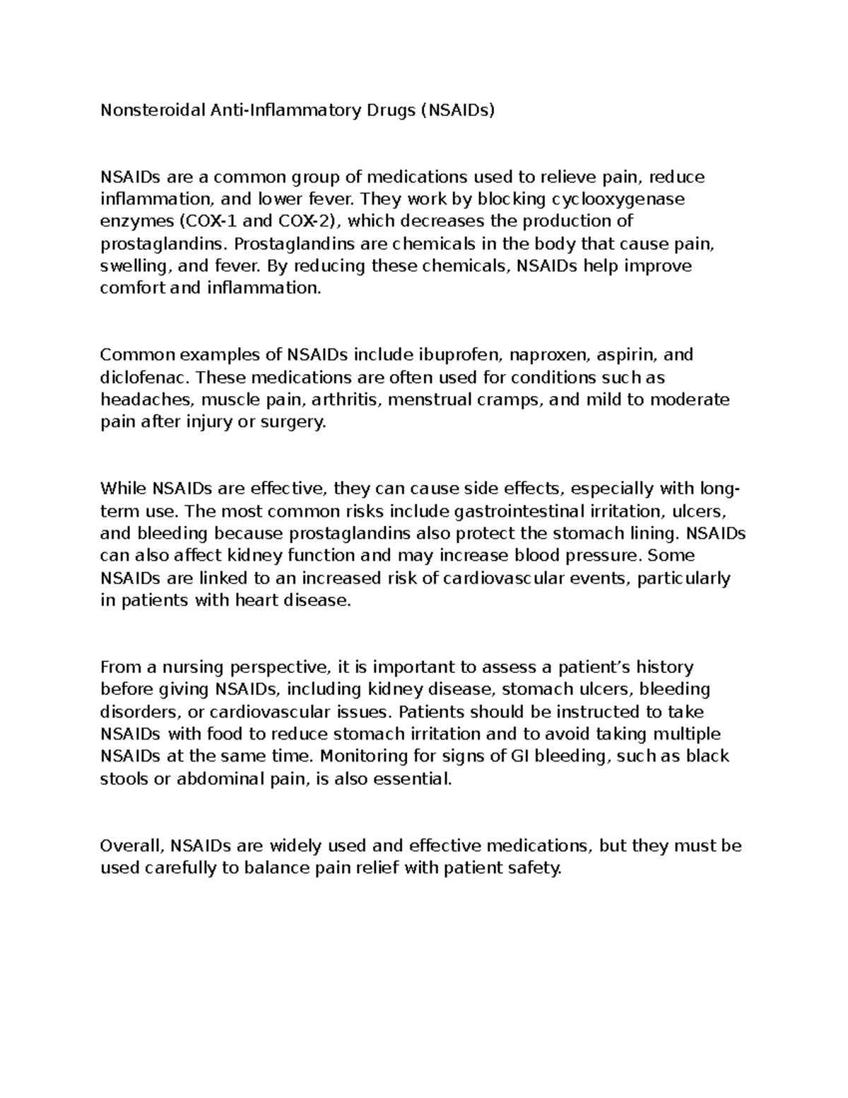 NSAIDs: Mechanisms, Uses, and Nursing Considerations - Classroom Notes ...