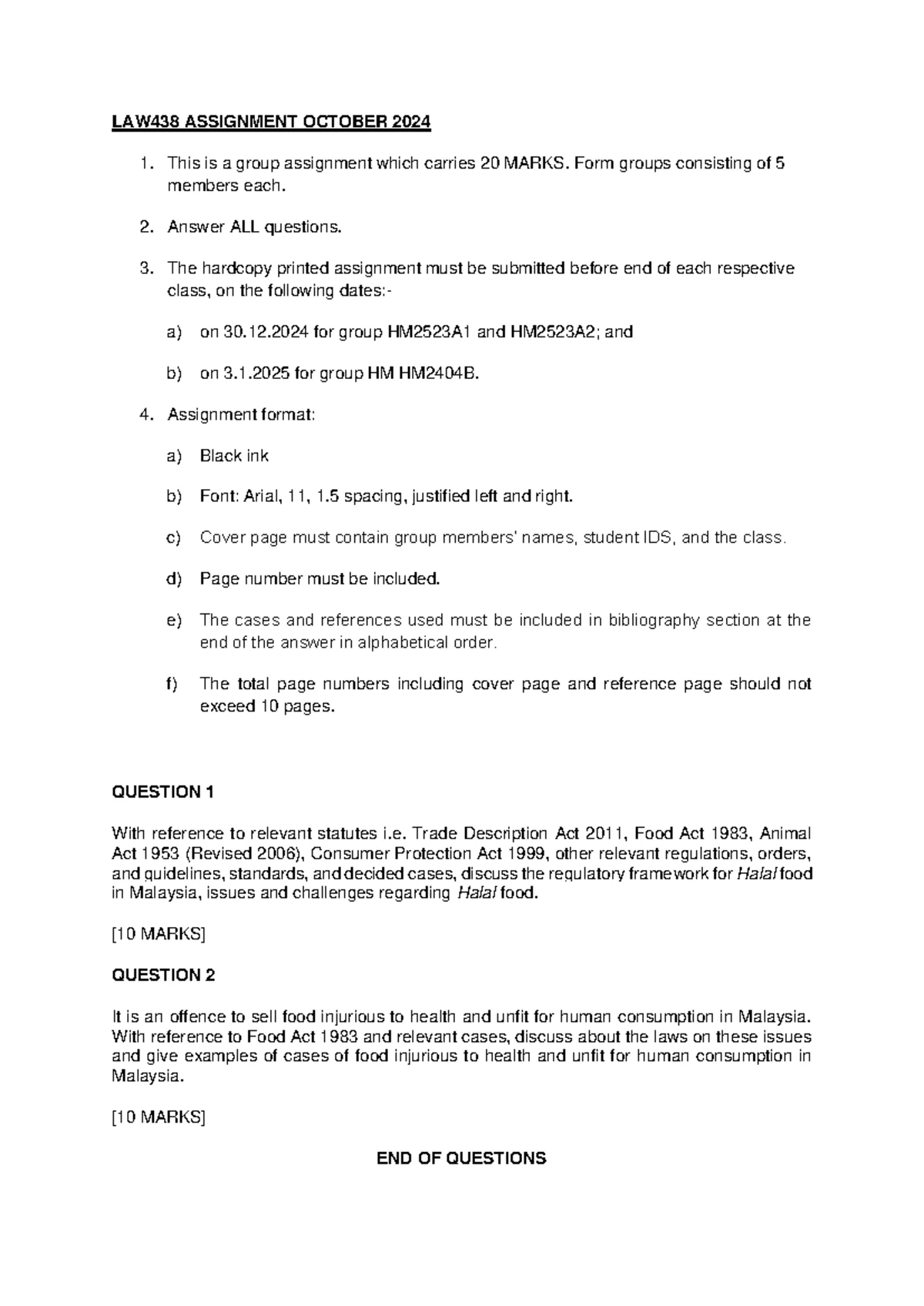 Guidelines for Assignment LAW 485 - Corporate Law Issues & Analysis ...
