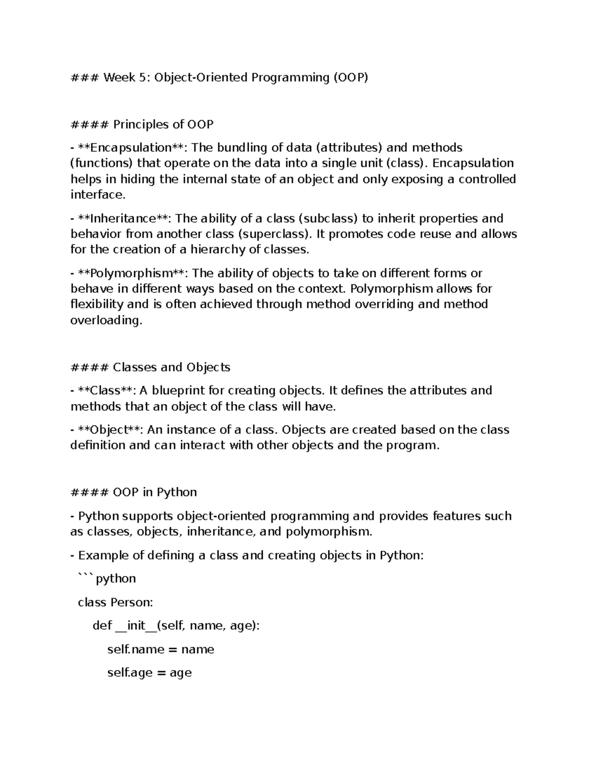 CS101 - Week 2: Notes on Programming Fundamentals and Key Concepts ...