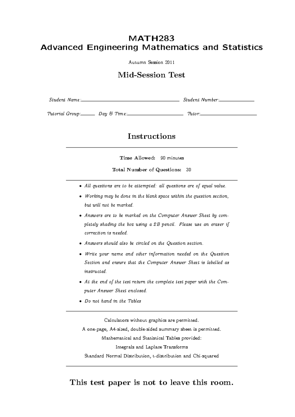 Exam 2011, questions and answers - MATH Advanced Engineering ...