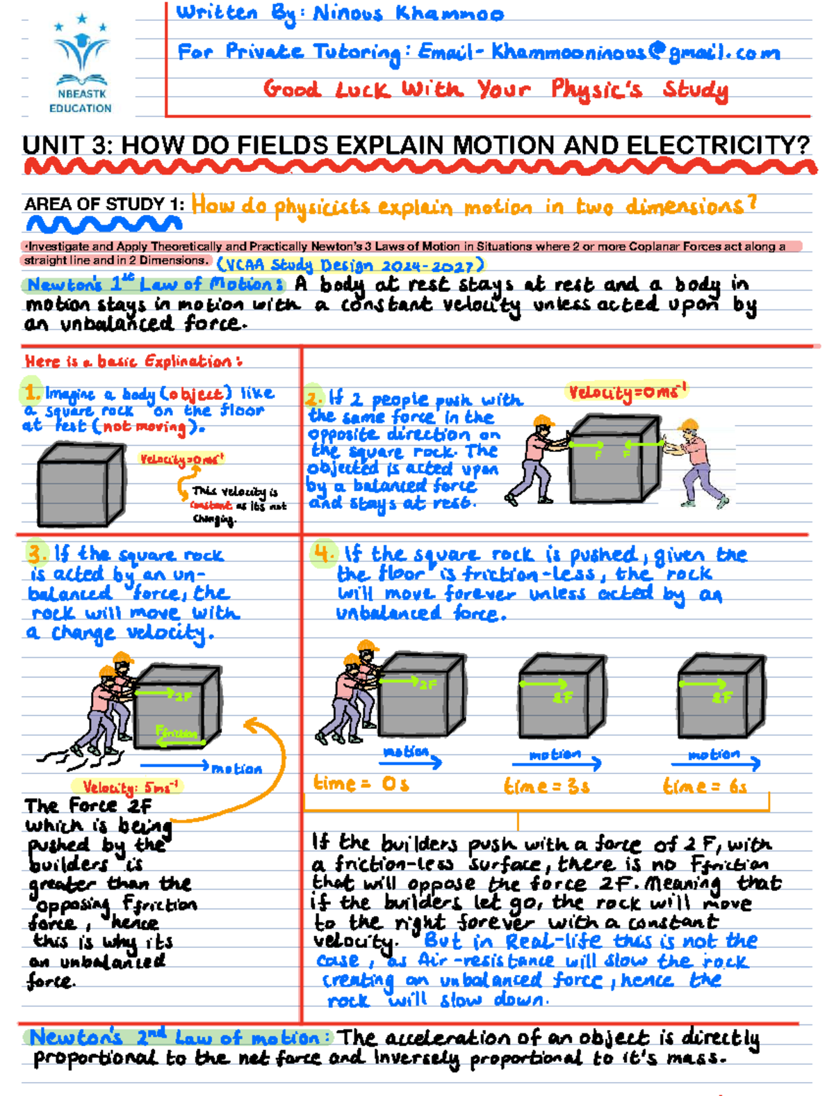 2024 Physics Notes: Unit 3 - AOS 1 - Motion & Electricity Analysis ...