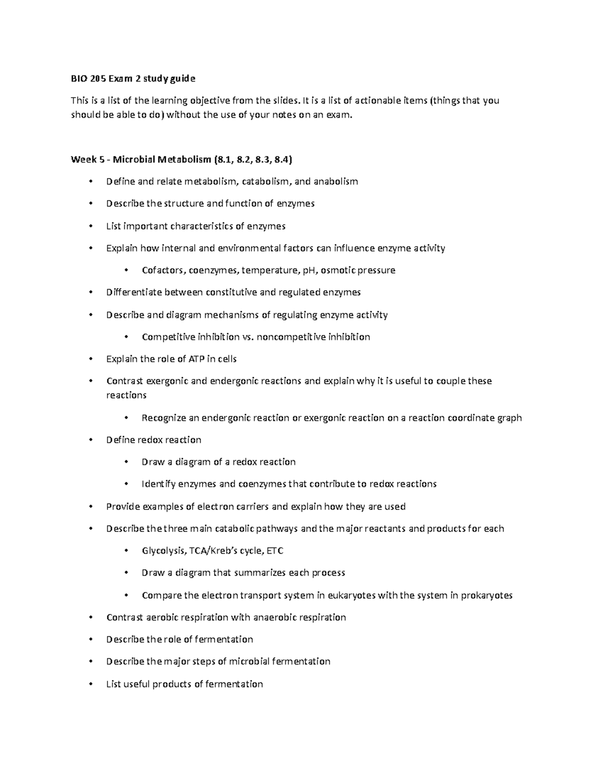BIO 205 Exam 2 Study Guide F21: Key Learning Objectives Overview - Studocu