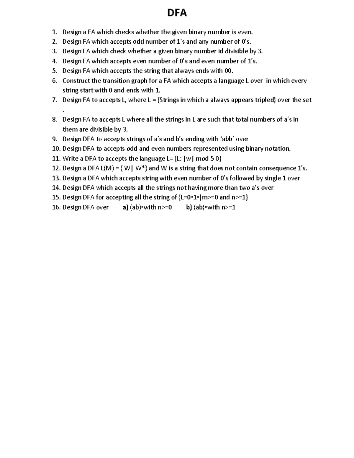 DFA Construction Notes: Understanding Finite Automata Designs - Studocu