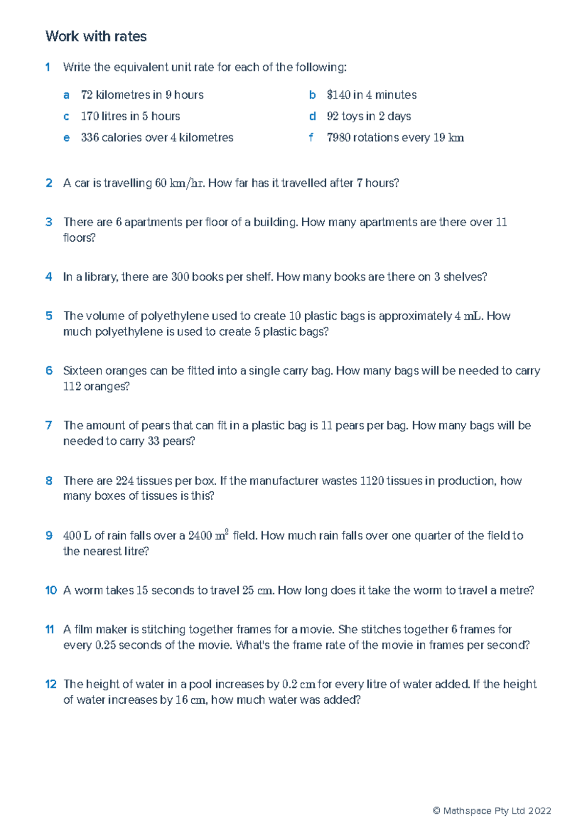 4.01 Working with Rates - Worksheet for Practice and Application - Studocu