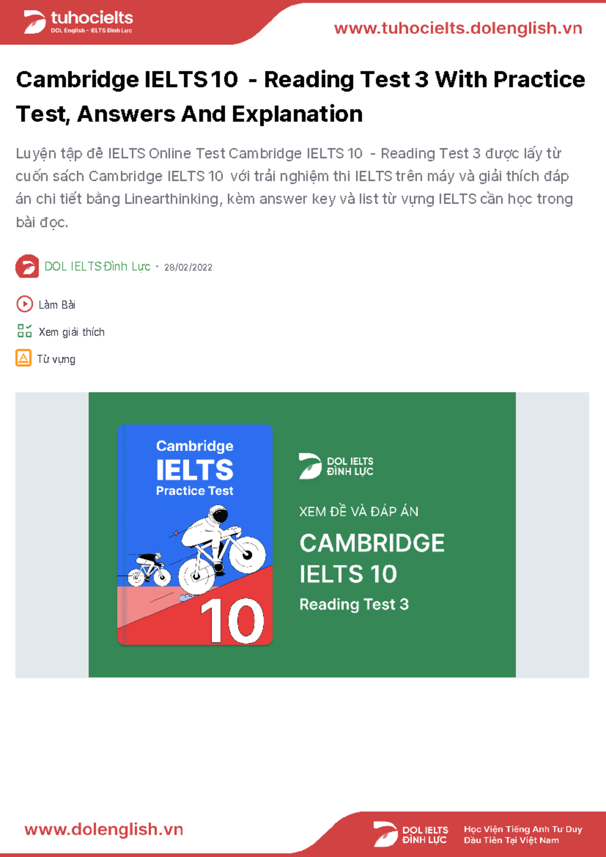 Cambridge IELTS 10 - Reading Test 3: Practice, Answers & Explanations ...
