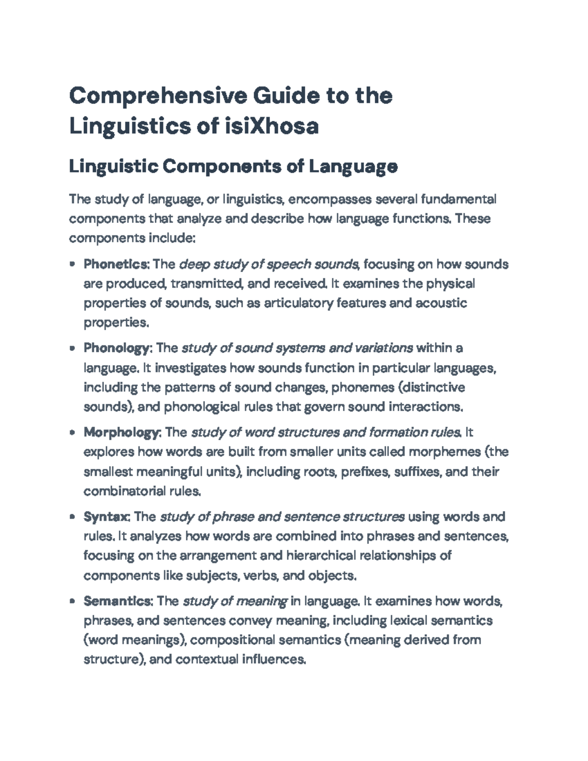 Comprehensive Overview of isiXhosa Linguistics: Syntax & Structure ...