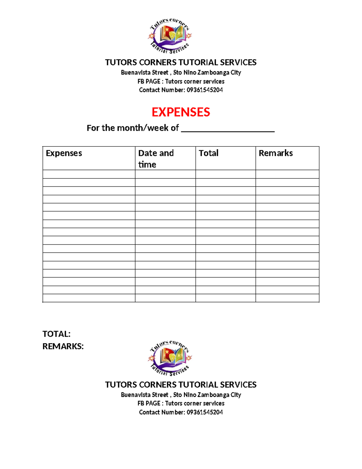 Expenses form - notes - Bachelors of Science in Nursing - TUTORS ...