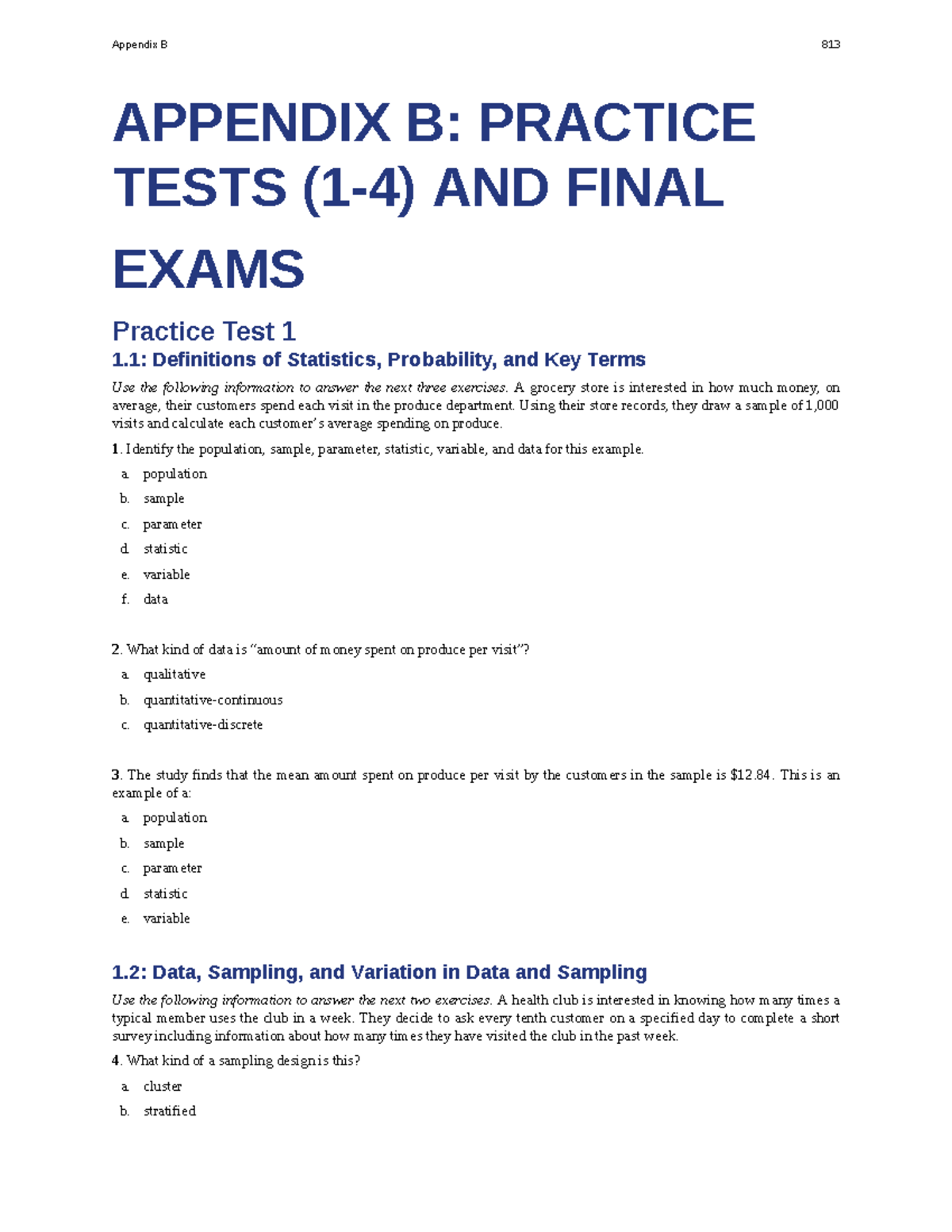 Introductory Statistics – Part 4: Practice Tests & Final Exam 813 - Studocu
