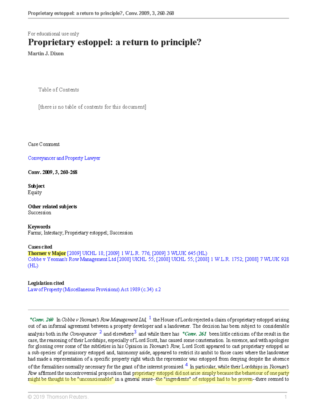 Dixon - Insights on Proprietary Estoppel and Recent Case Law Analysis ...