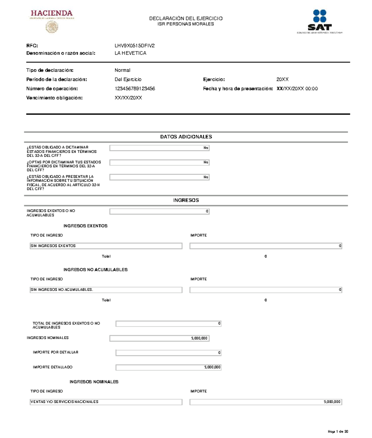Formato de Declaración Anual ISR Personas Morales - LHV9X0515DFIV2 ...