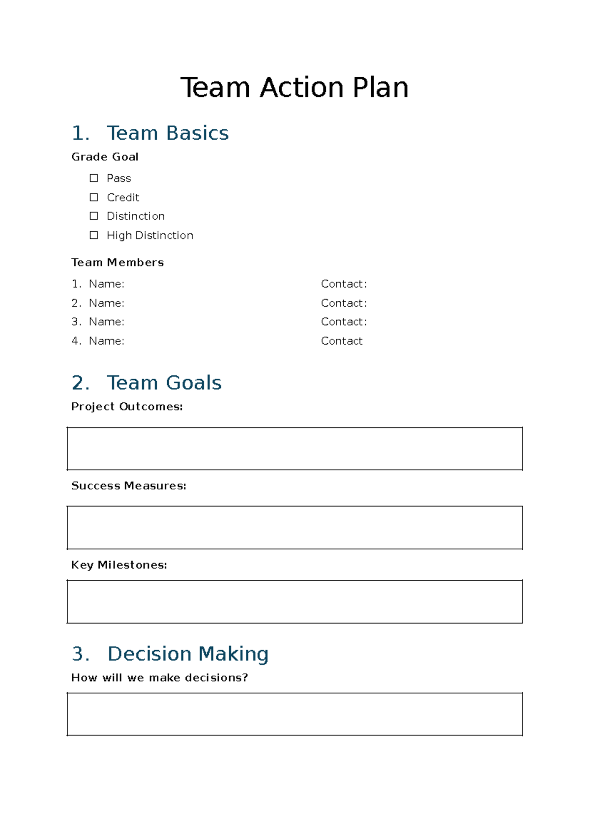 MCV a25 Team Action Plan Template - Team Action Plan 1. Team Basics ...