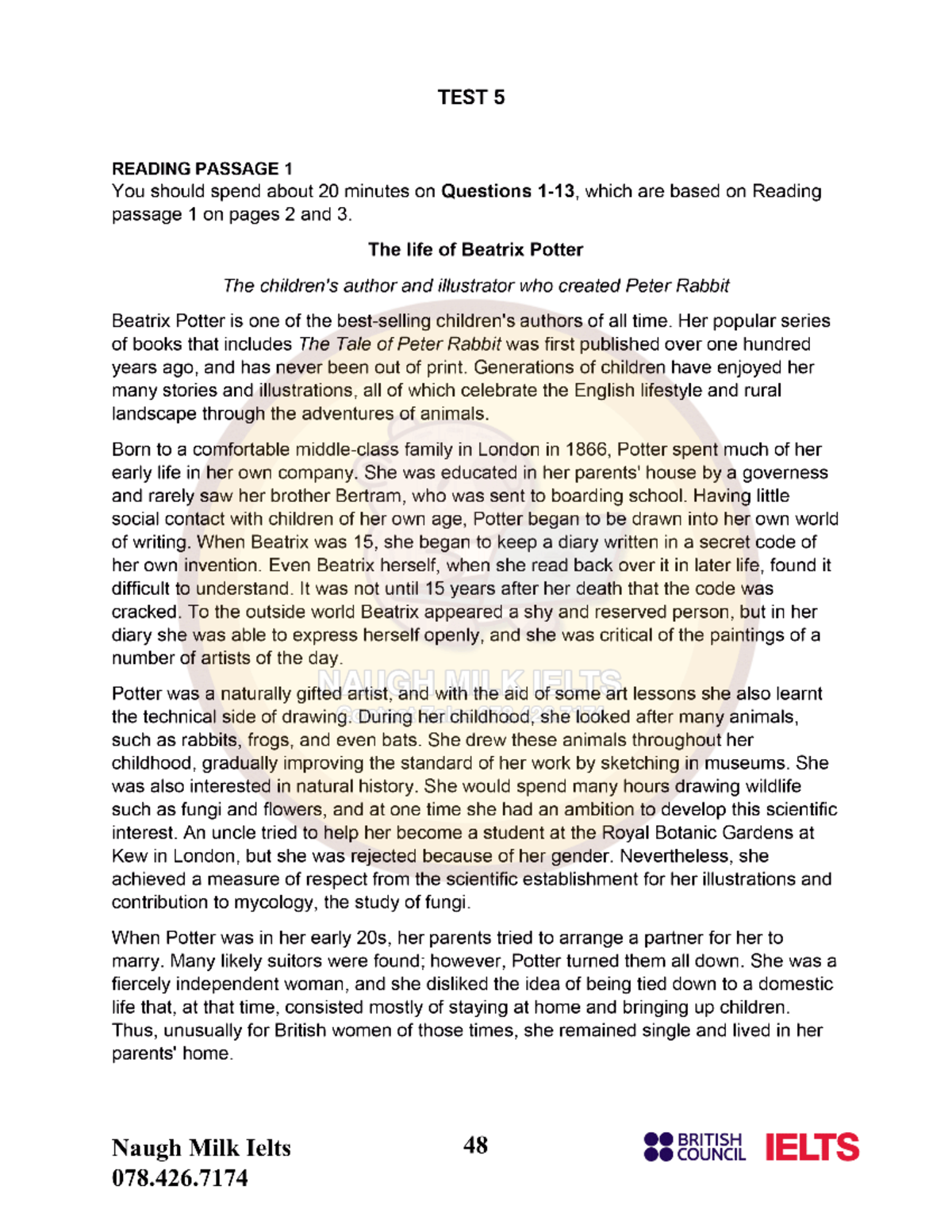 TEST 5 READING PASSAGE 1-3 IELTS Reading Predictions - Studocu