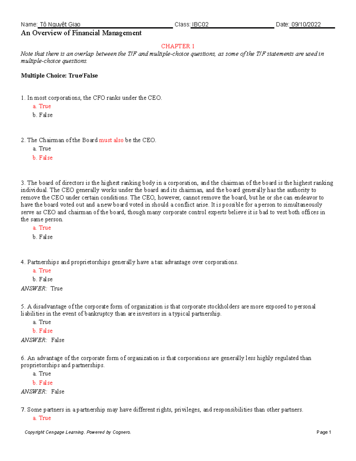 Chapter 01 An Overview of Financial Management - An Overview of ...