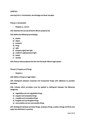 Law of Property LU 1 Study Notes - Law of Property Learning Unit 1 LO1 ...