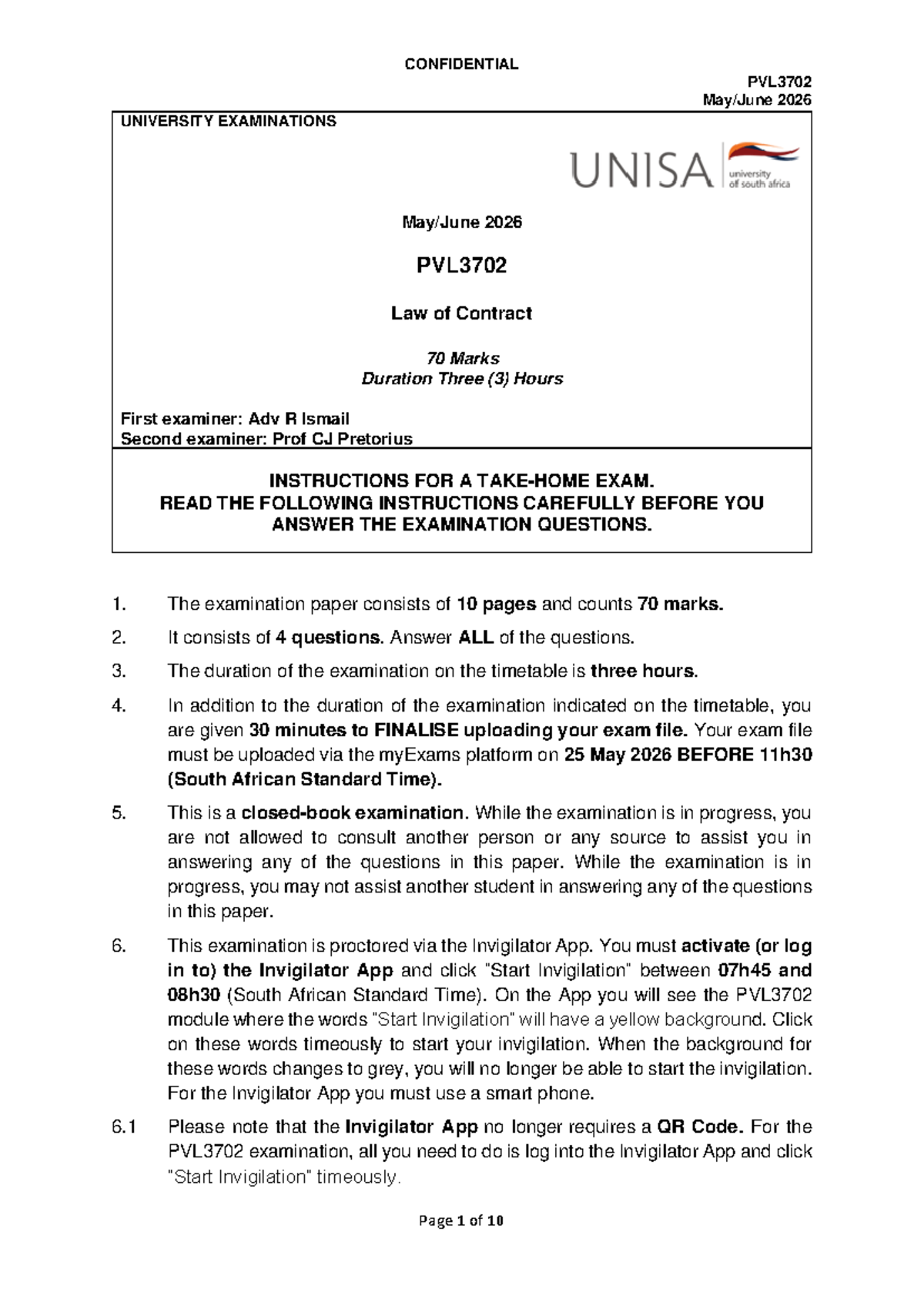 PVL3702 Final Exam Instructions and Questions - May/June 2026 - Studocu