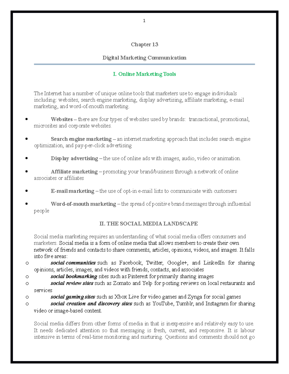 Chapter 13: Digital Marketing Comms - Online, Social & Mobile ...