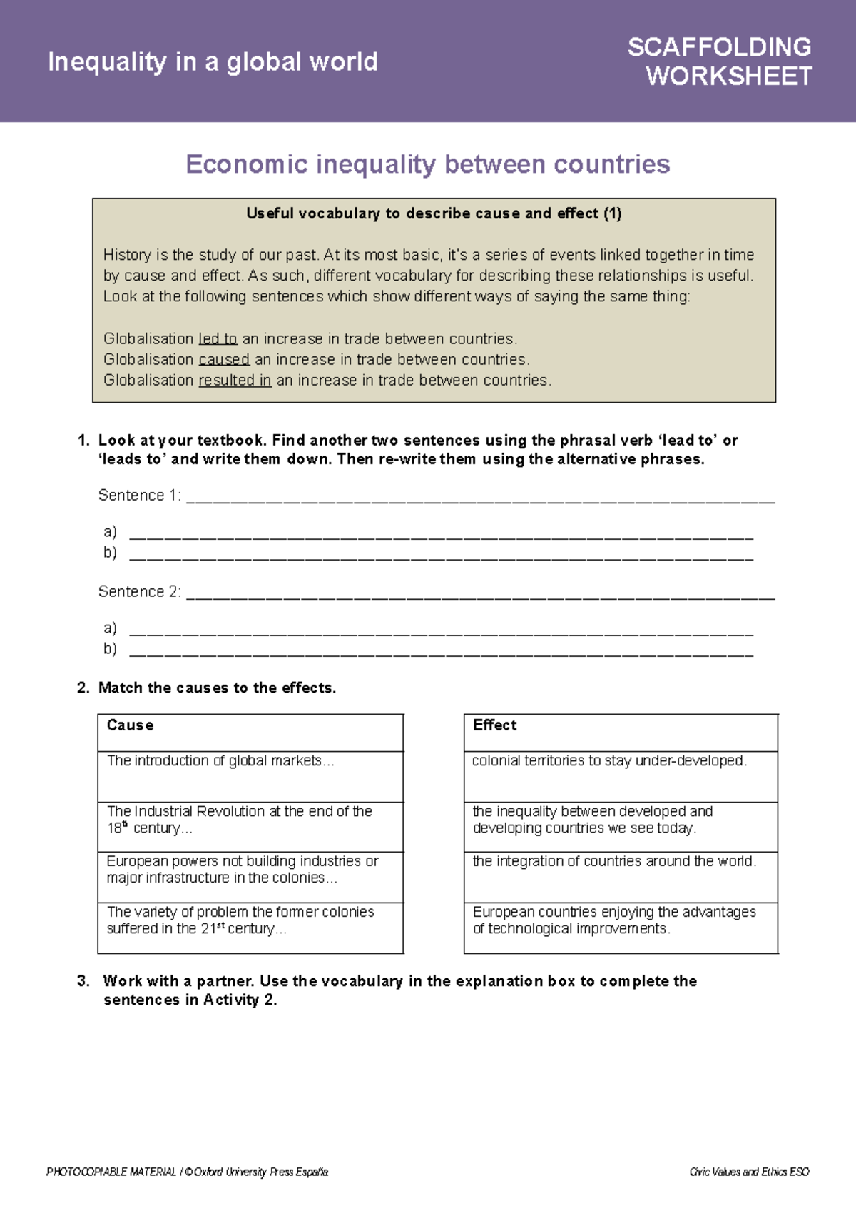 SCAFFOLDING WORKSHEET: Economic Inequality in a Global Context - Studocu