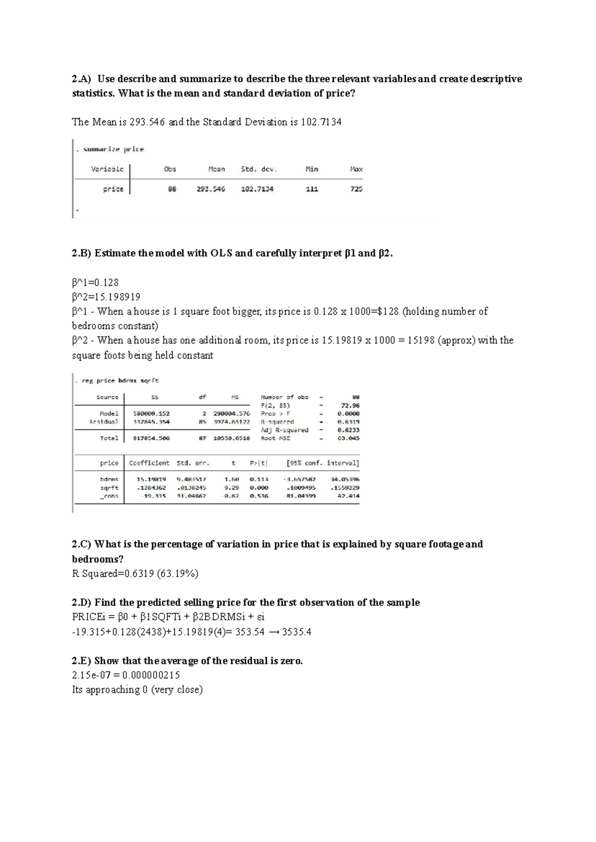 Econometrics Week 1 Tutorial: Descriptive Stats & OLS Analysis ...