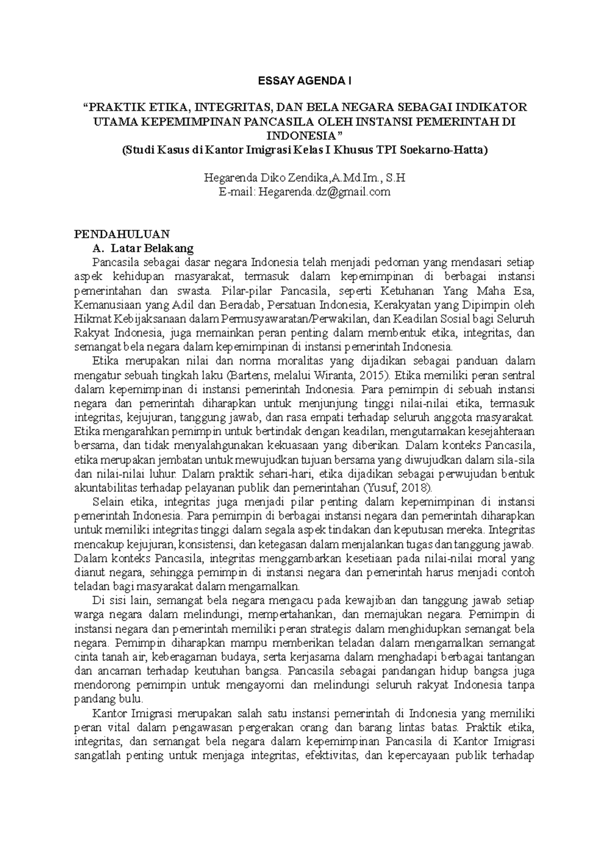 Praktik Etika dan Integritas dalam Kepemimpinan Pancasila di Imigrasi Kelas I TPI Soekarno-Hatta - Document Preview