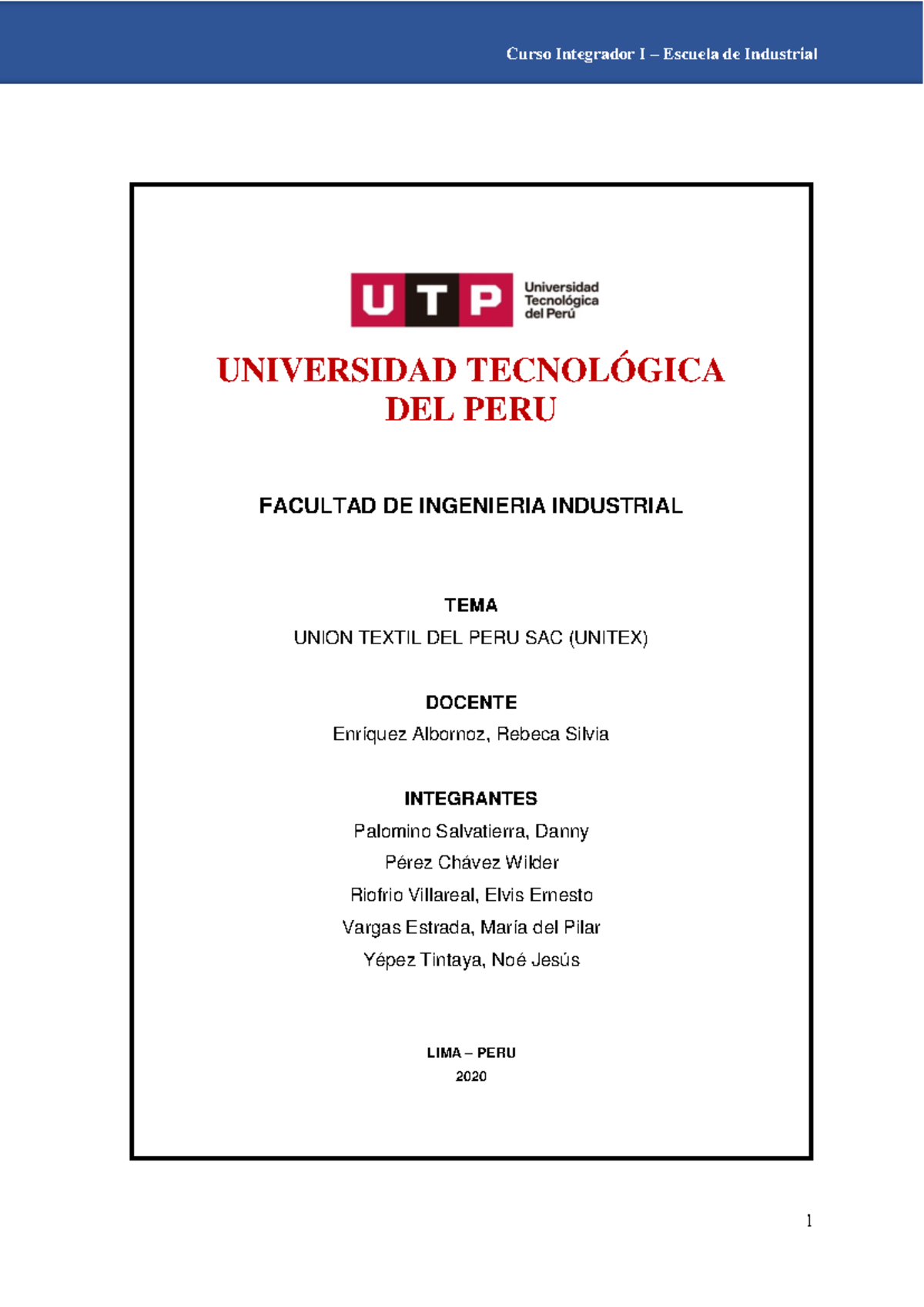 Curso Integrador I - Trabajo Final: Diseño de Almacenes en UNITEX - Document Preview