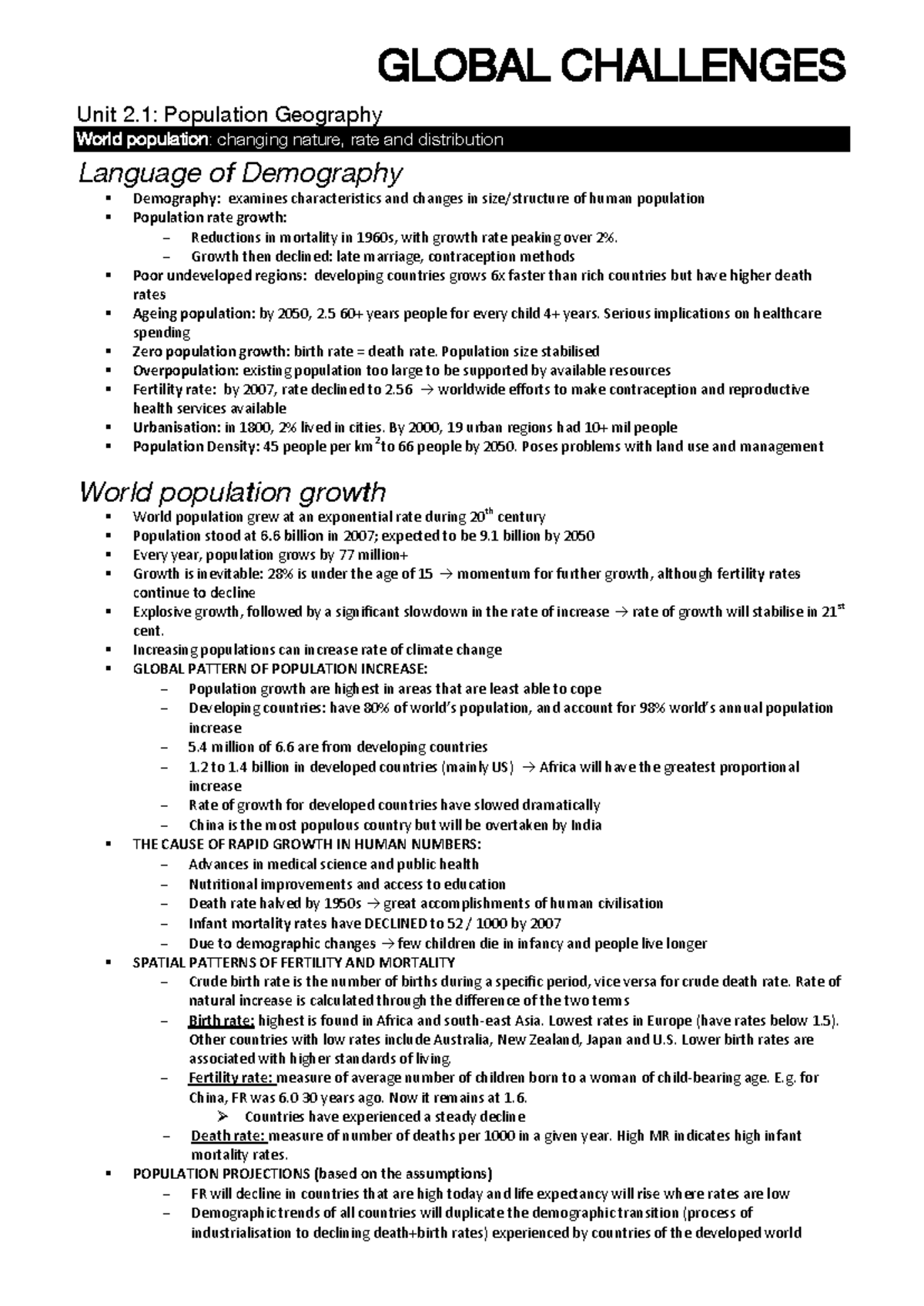 Geography 1350601385: Comprehensive Notes on Global Demography Trends ...
