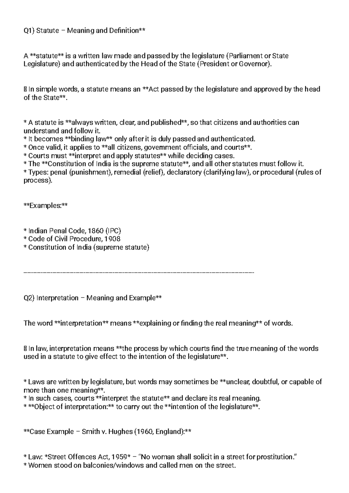 Statutory Interpretation: Key Concepts and Principles (LAW101) - Studocu