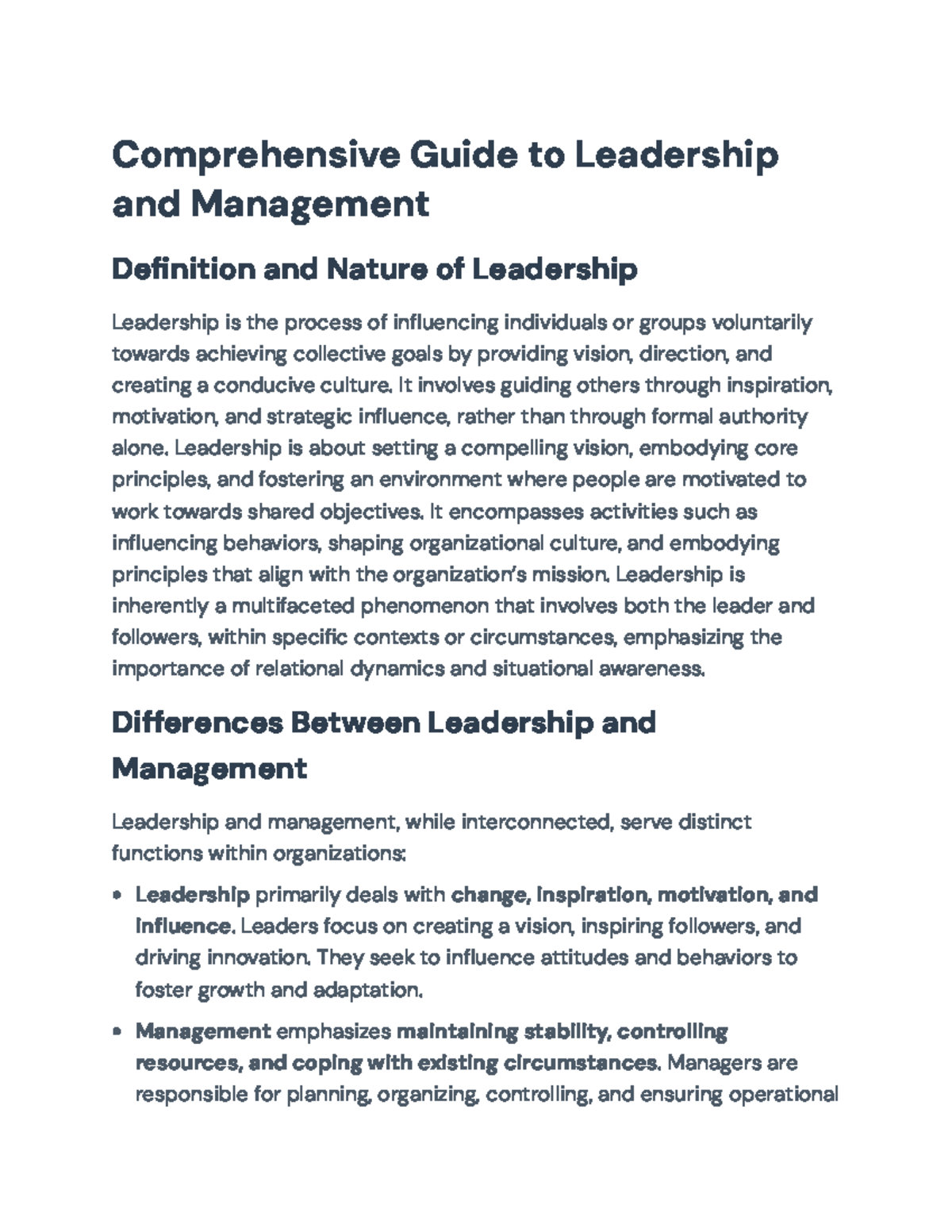 Comprehensive Leadership & Management Framework: Key Insights ...