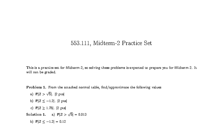 553 111 Fall 2025 Midterm 2 Practice Set Solutions - Studocu