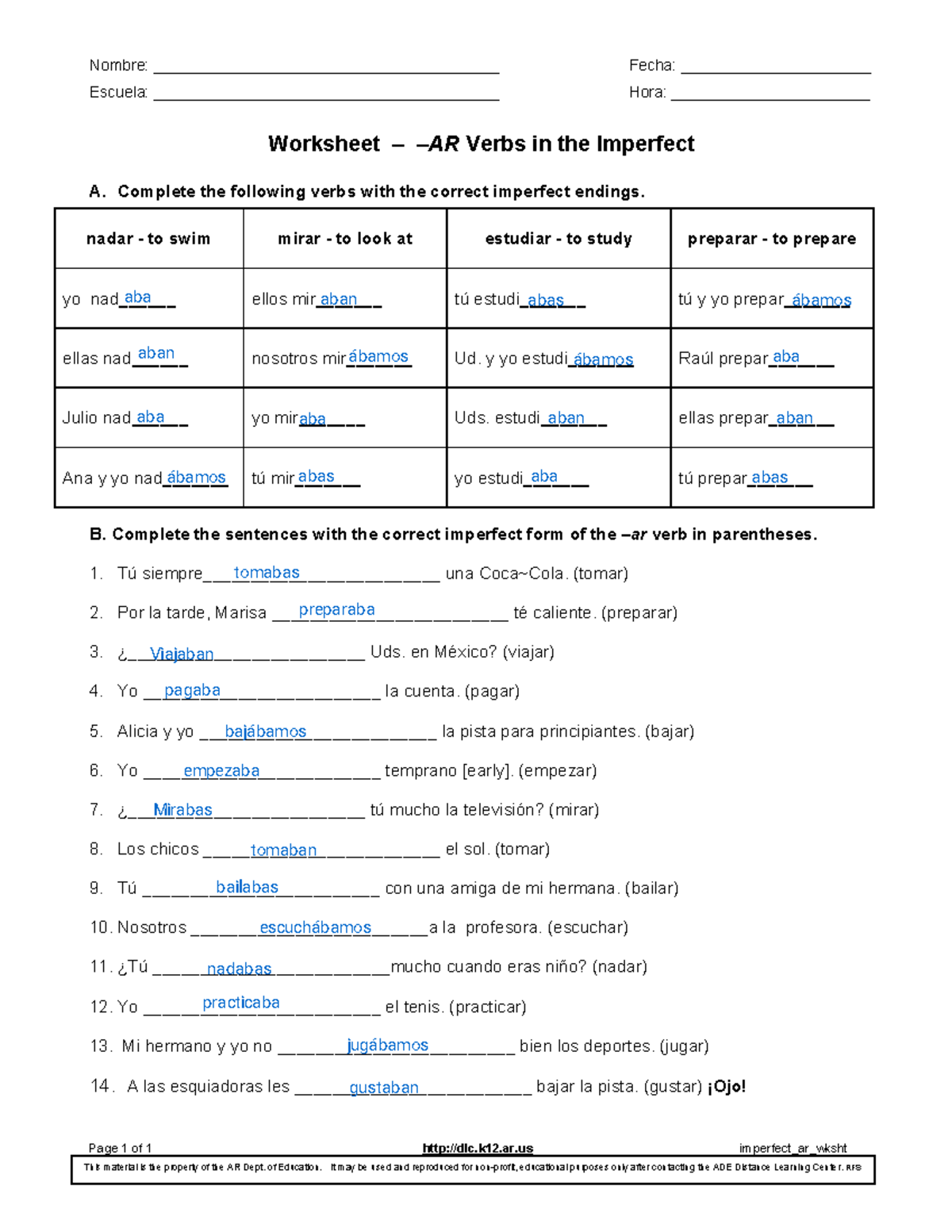 Gustar Spanish verb practice, image size:1200x1553