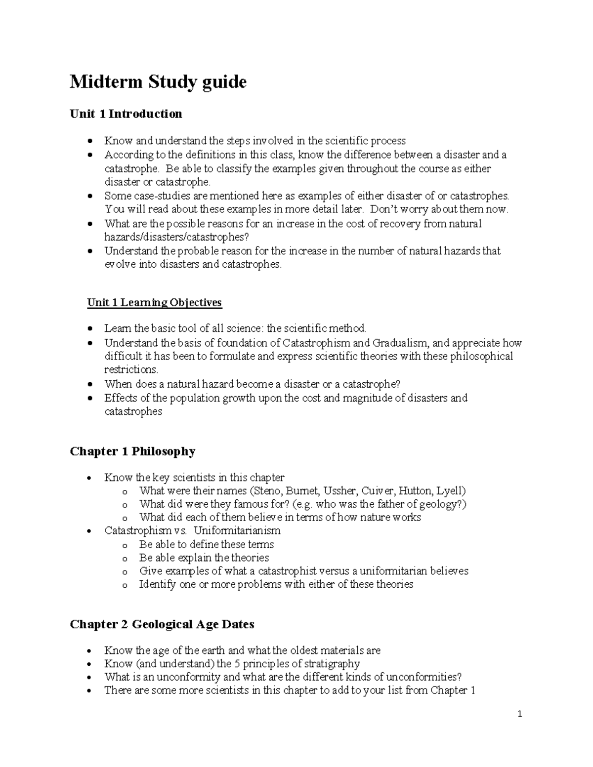 Midterm Study Guide: Natural Hazards & Geological Processes - Studocu